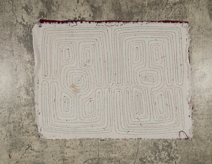 Traditional Burgundy Black And White Optical Illusion Mola