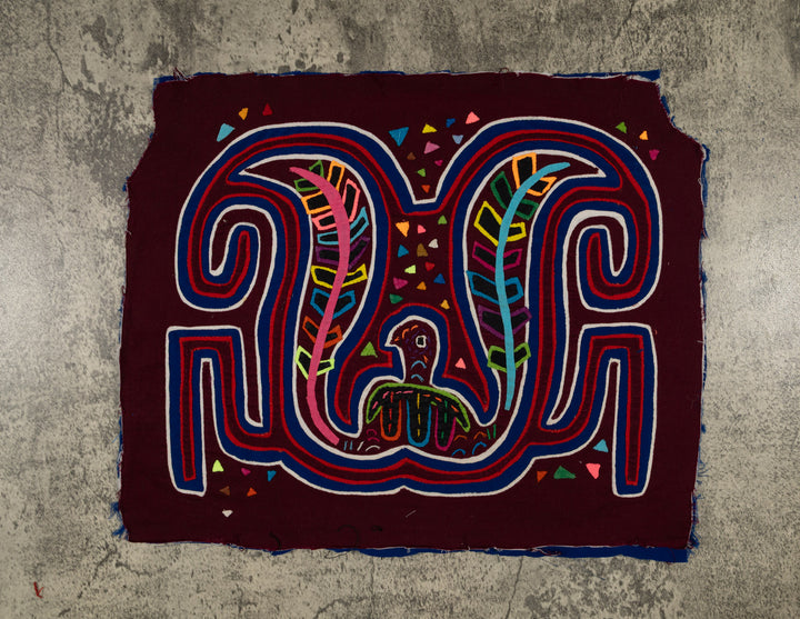 Traditional Burgundy Blue And White Classic Design Mola