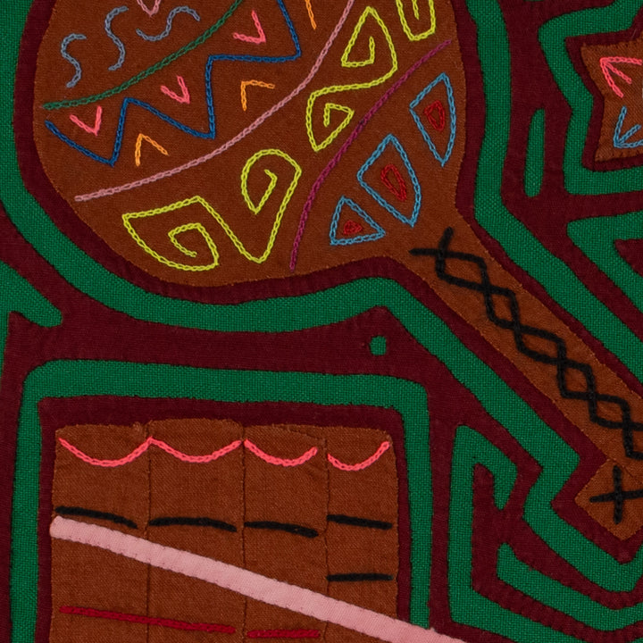 Traditional Burgundy and Green Musical Mola
