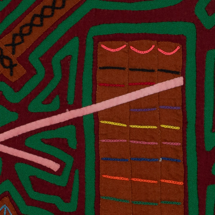 Traditional Burgundy and Green Musical Mola