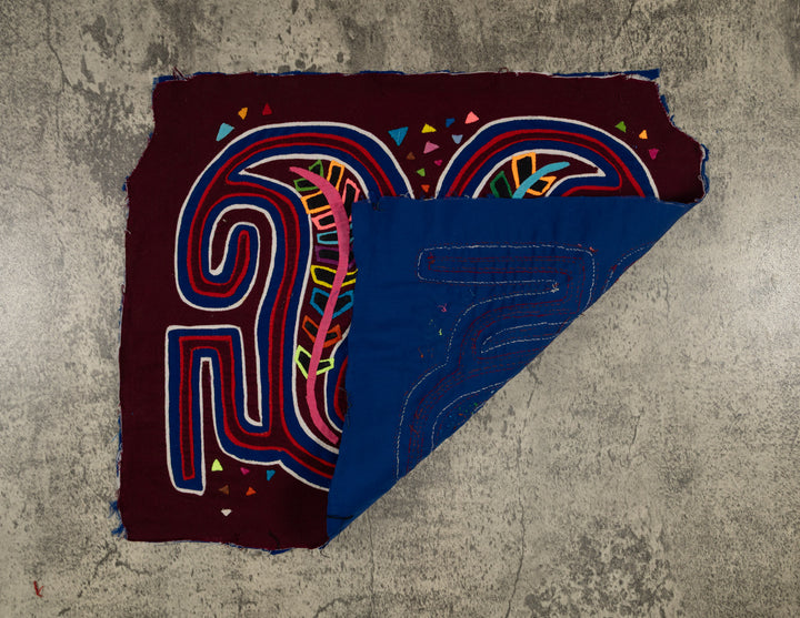 Traditional Burgundy Blue And White Classic Design Mola