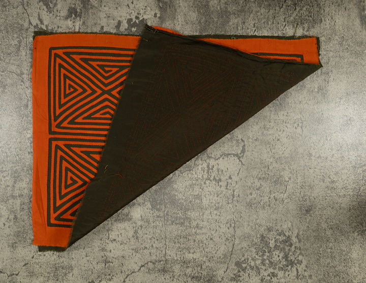 Vintage Orange And Black Four Square Mola
