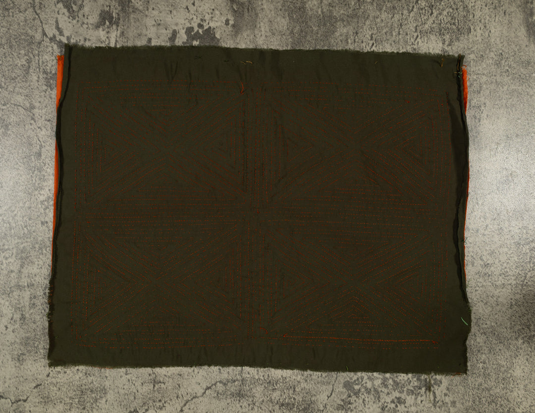 Vintage Orange And Black Four Square Mola