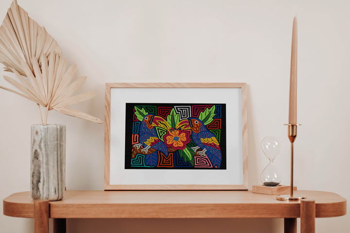 Fantasy Red Blue And Yellow Two Toucan Bird Mola