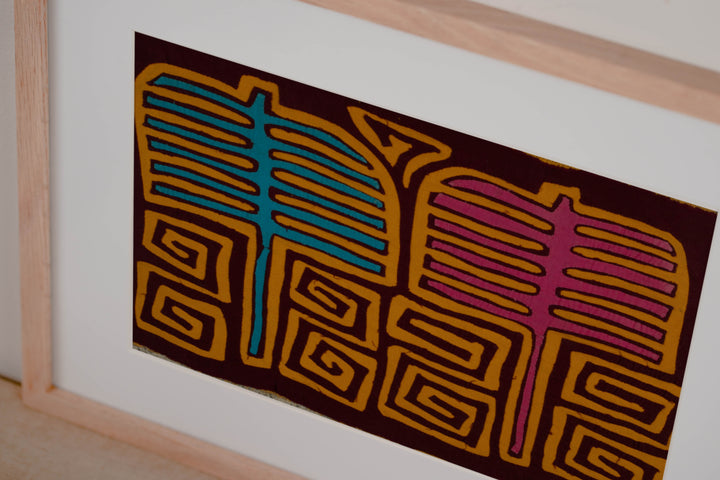 Traditional Turquoise Pink And Gold Classic Mola