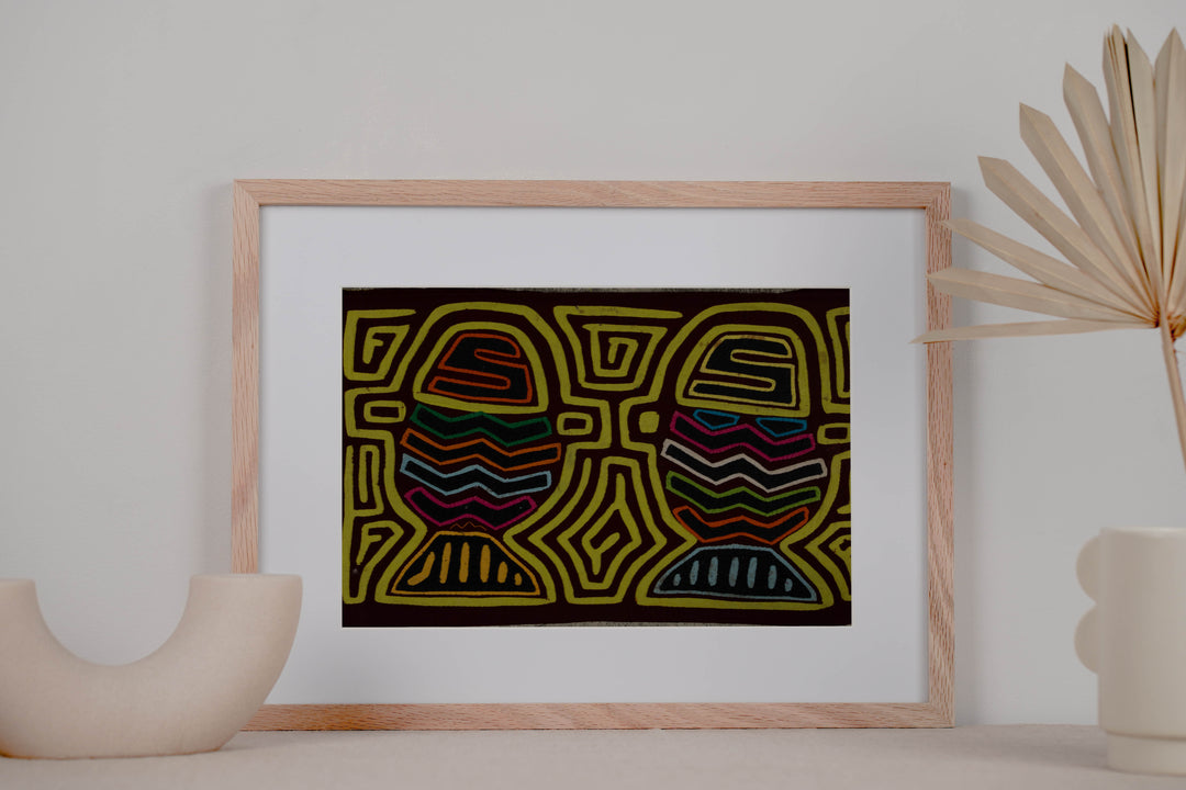 Traditional Yellow and Maroon Flower Basket Mola