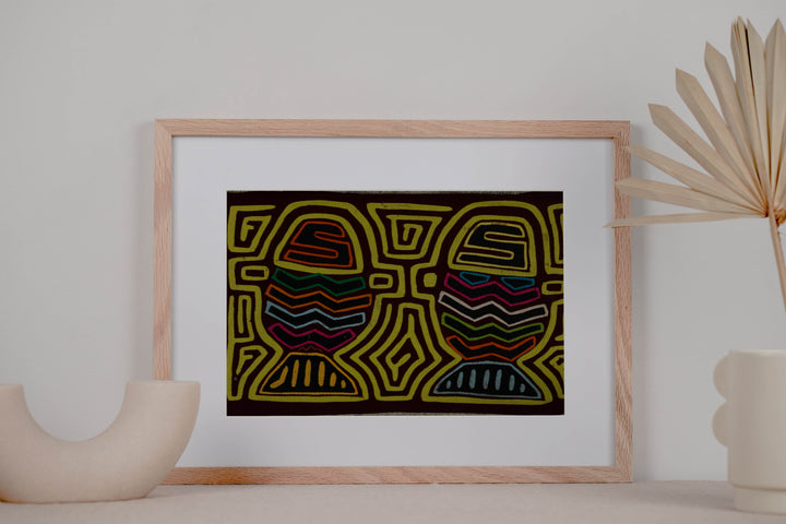 Traditional Yellow and Maroon Flower Basket Mola