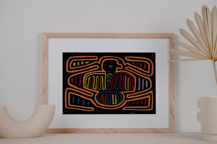 Classic Orange And Black Thunderbird Design Mola