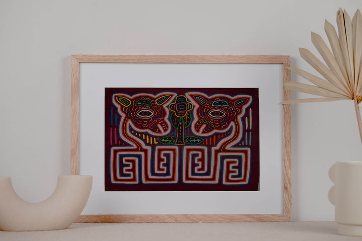 Traditional Burgundy And White Jungle Critters Mola