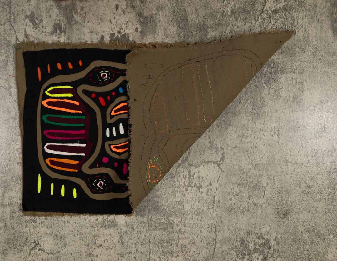 Traditional Black And Brown Head Over Heels Mola