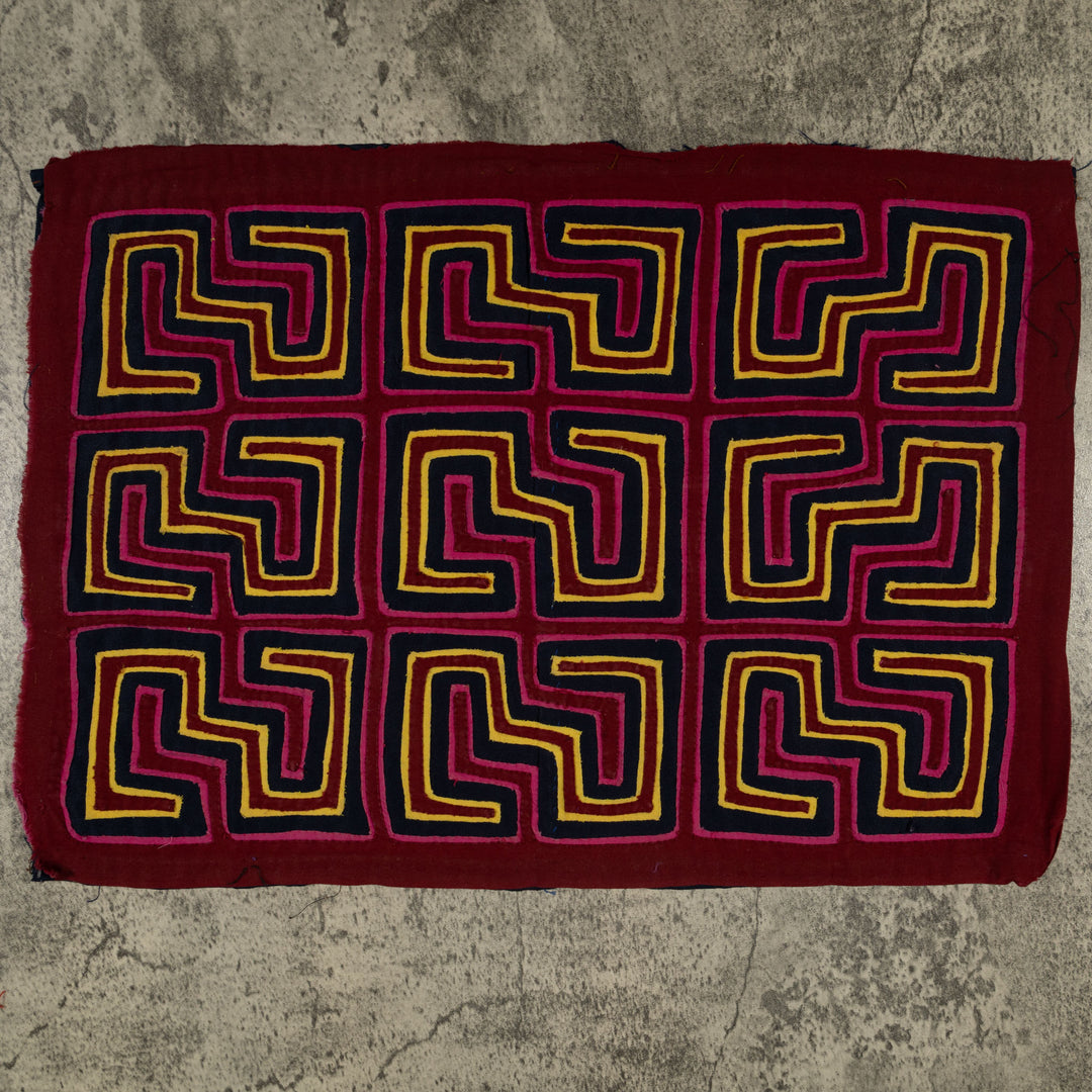 Traditional Pink Black And Yellow Classic Design Mola