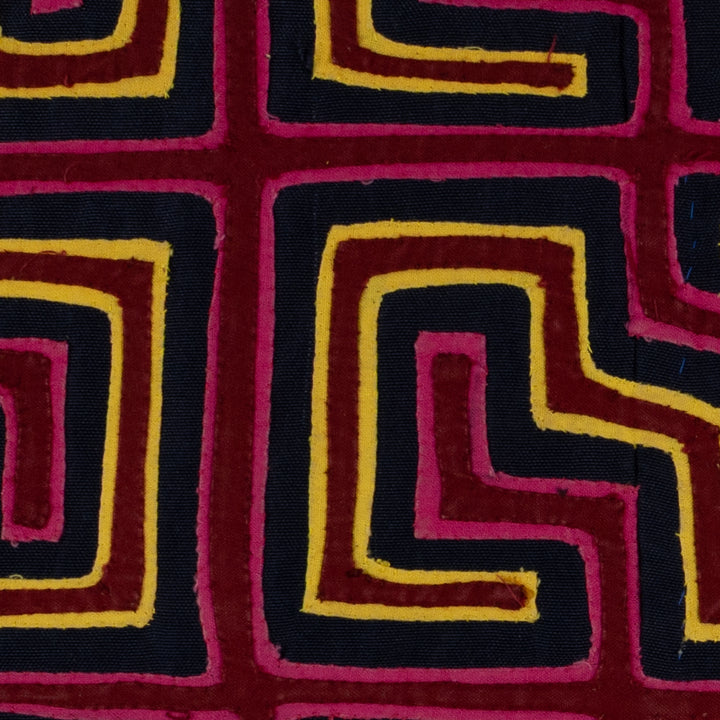 Traditional Pink Black And Yellow Classic Design Mola