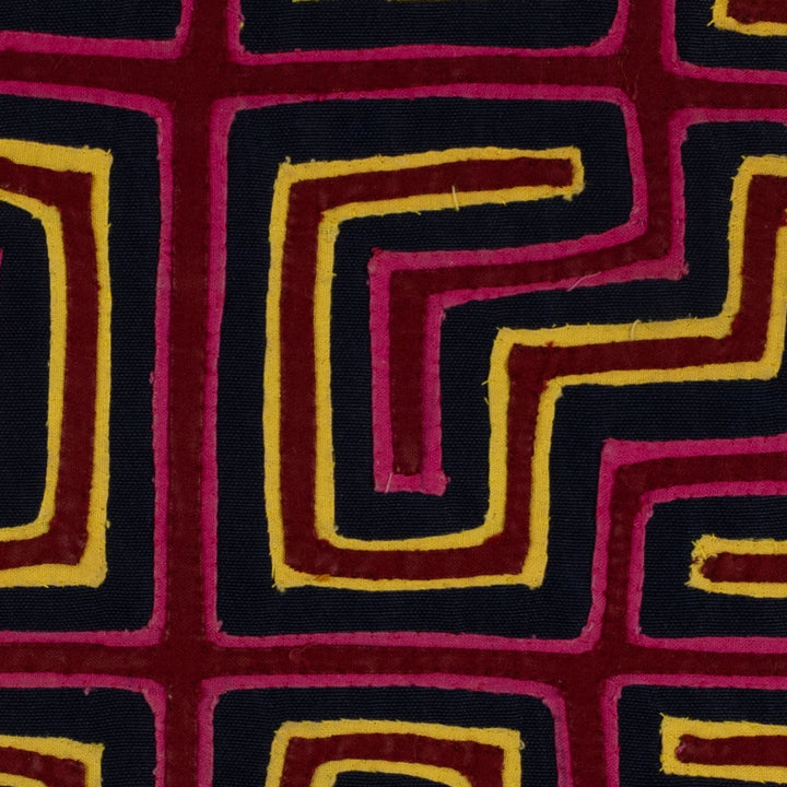 Traditional Pink Black And Yellow Classic Design Mola