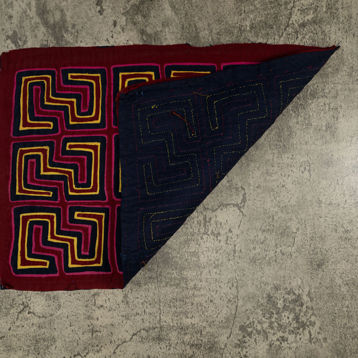 Traditional Pink Black And Yellow Classic Design Mola