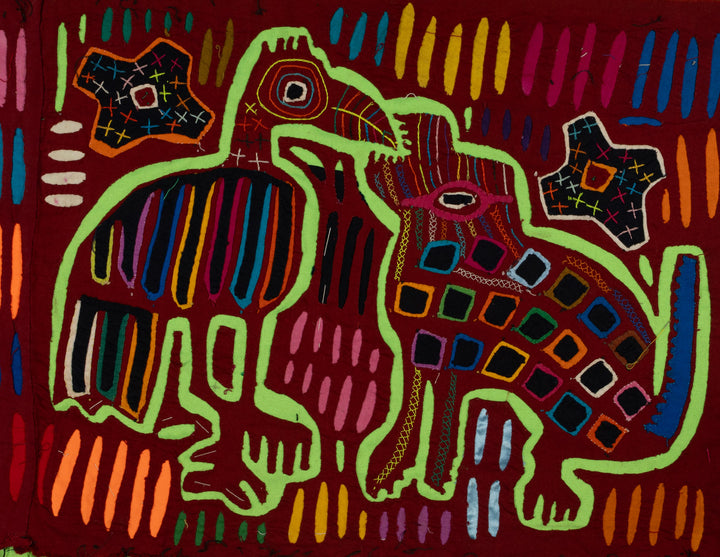 Traditional Burgundy And Green Feeding The Dog Mola