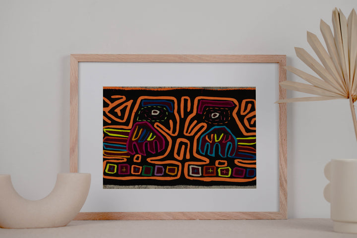 Traditional Black And Neon Orange Debate Mola
