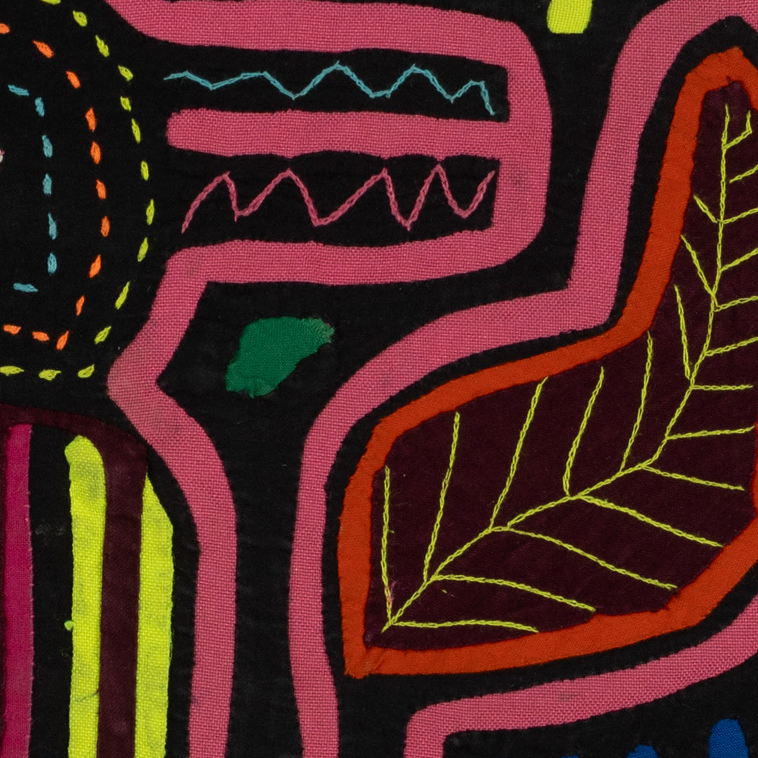 Traditional Pink And Yellow Bird Mola