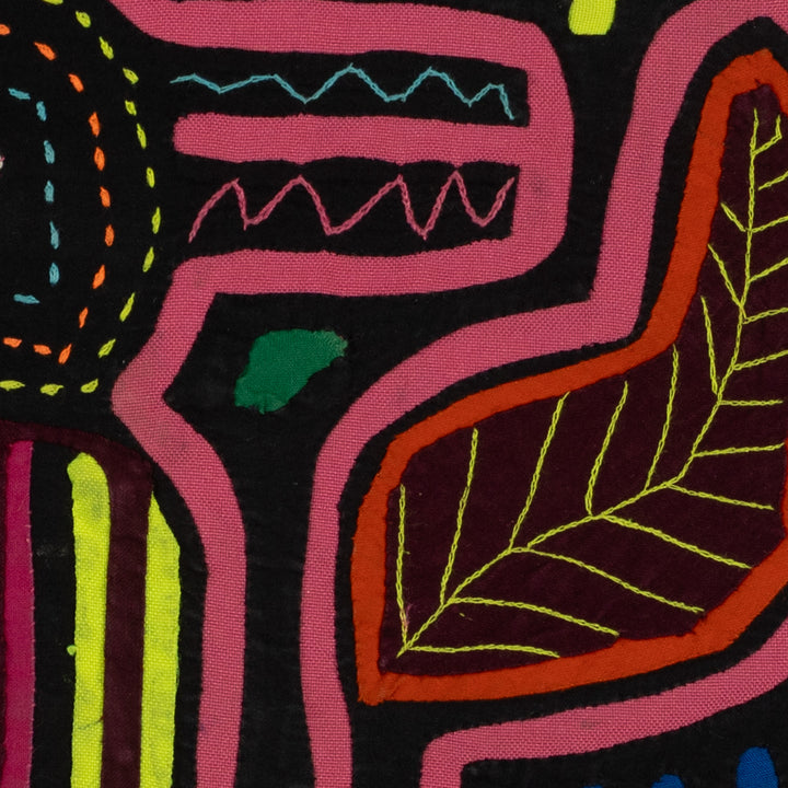 Traditional Pink And Yellow Bird Mola