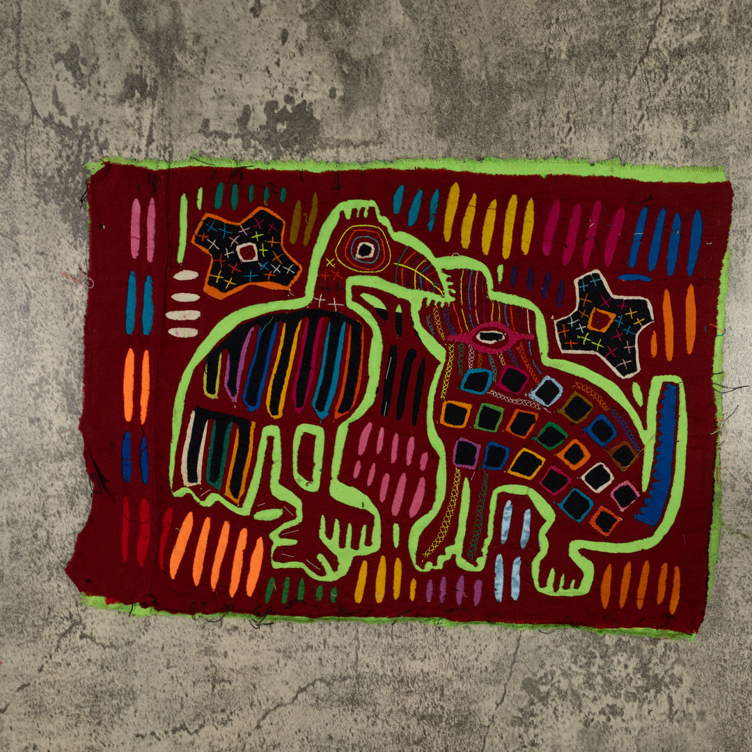 Traditional Burgundy And Green Feeding The Dog Mola