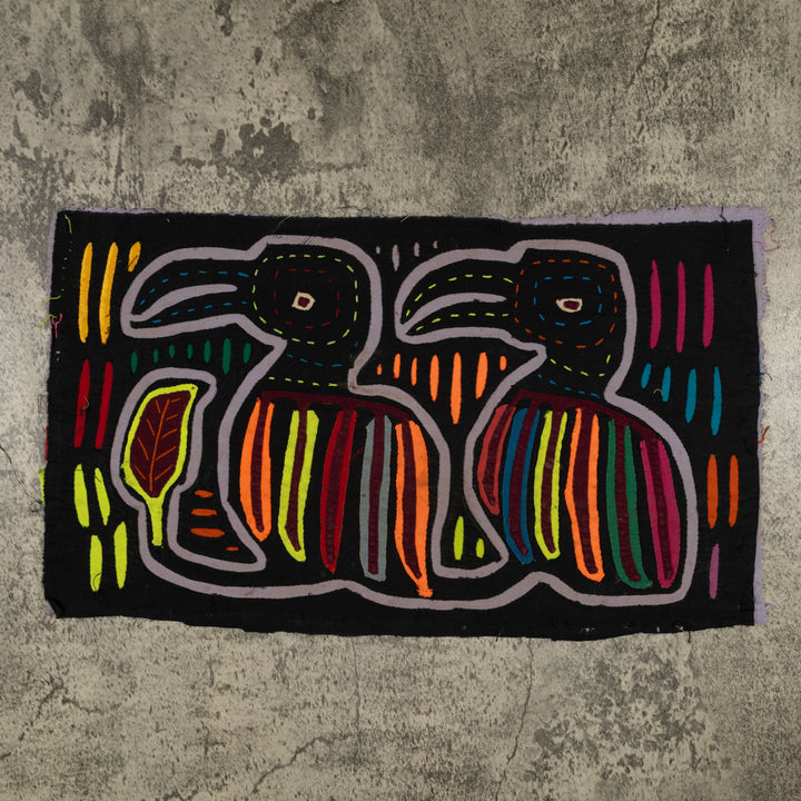 Traditional Black And Gray Bird Mola