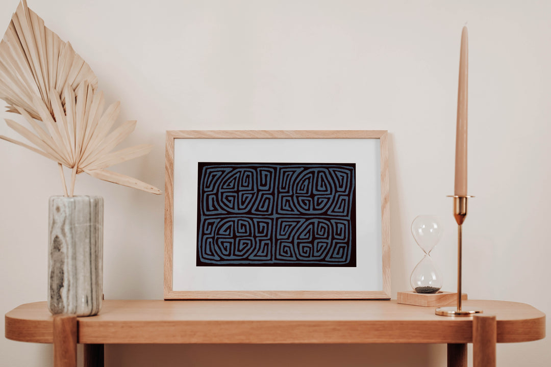 Classic Maroon And Blue Kuna Mola