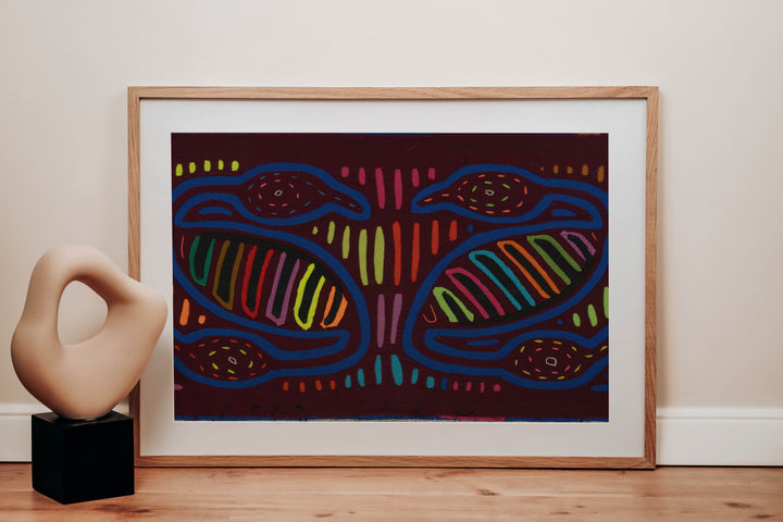 Traditional Burgundy And Blue Heads Up Mola