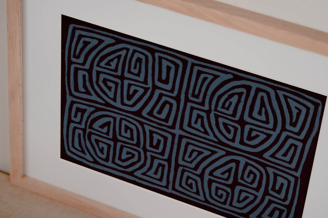 Classic Maroon And Blue Kuna Mola