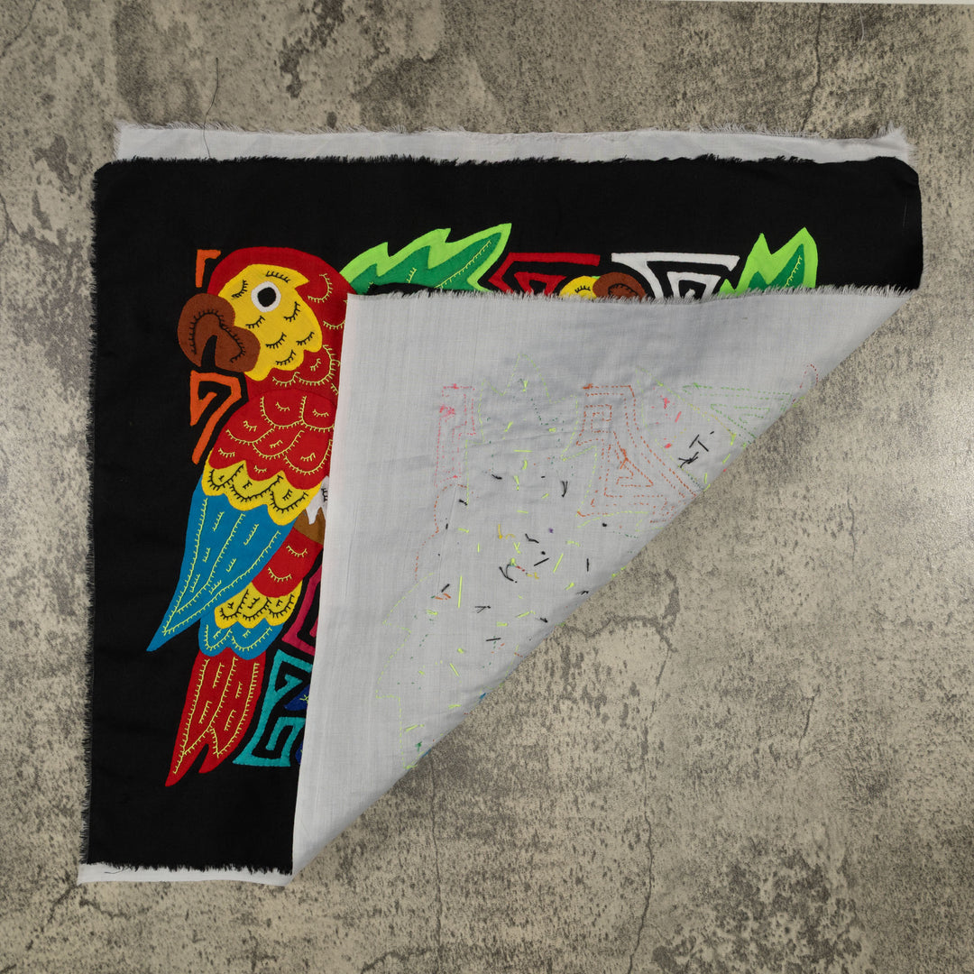 Fantasy Red Blue And Green Three Bird Toucan And Parrot Mola