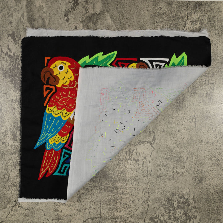 Fantasy Red Blue And Green Three Bird Toucan And Parrot Mola