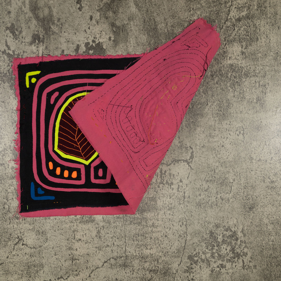 Traditional Pink And Yellow Bird Mola