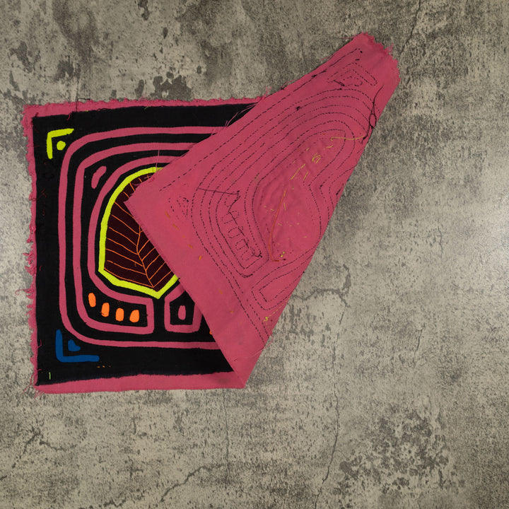 Traditional Pink And Yellow Bird Mola