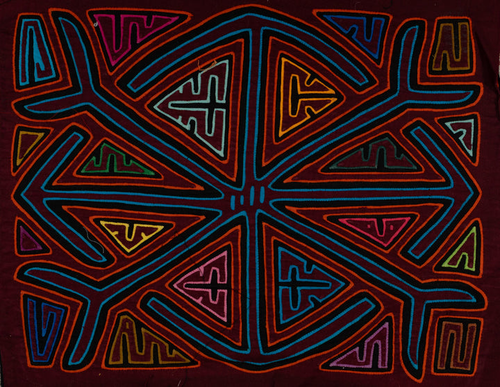 Traditional Burgundy Orange And Turquiose Classic Mola