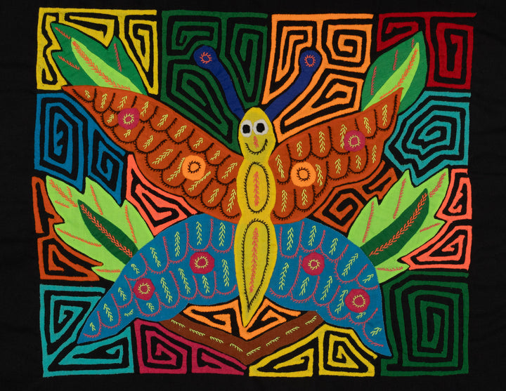 Fantasy Orange Blue And Yellow Jungle Butterfly Mola