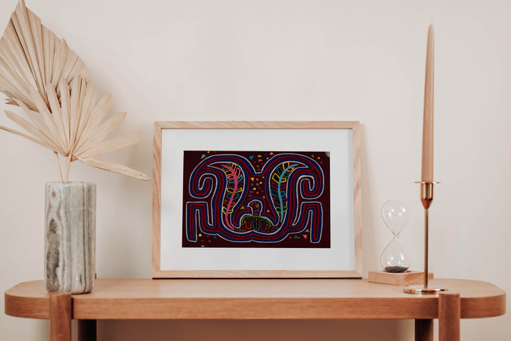 Traditional Burgundy Blue And White Classic Design Mola