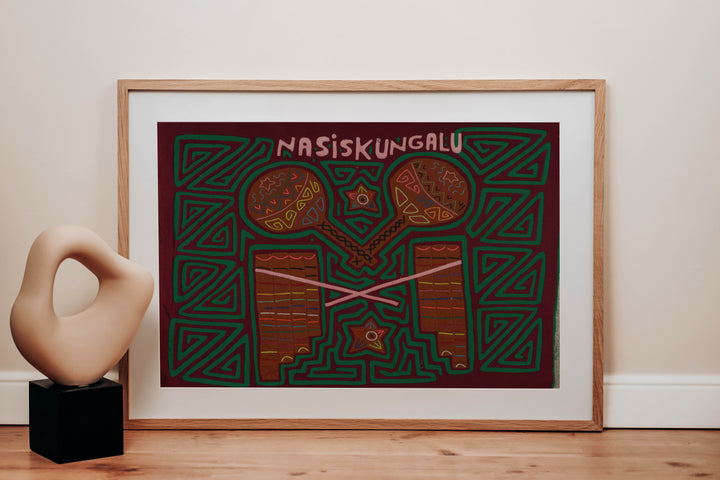 Traditional Burgundy and Green Musical Mola