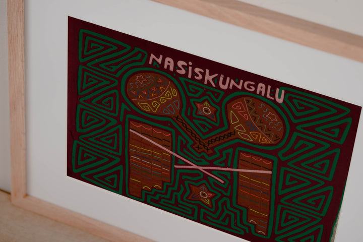 Traditional Burgundy and Green Musical Mola