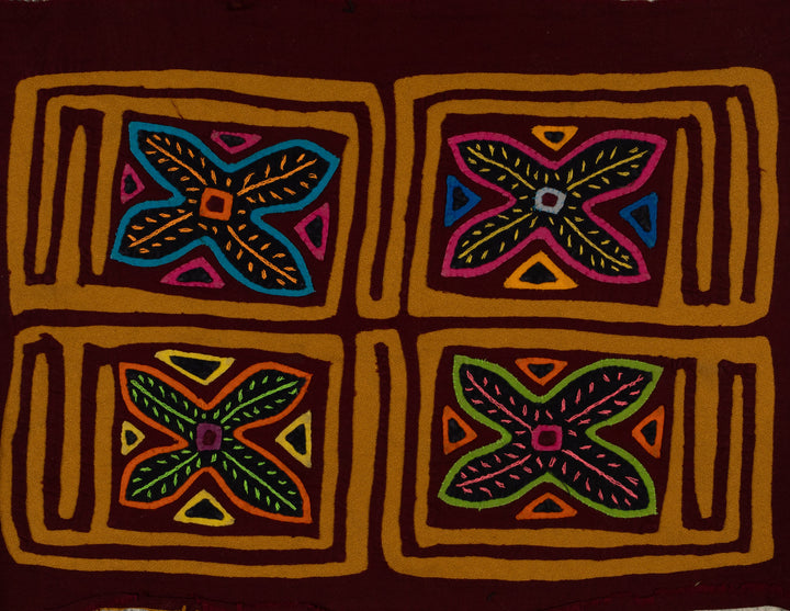 Traditional Burgundy And Brown Floral Flower Mola