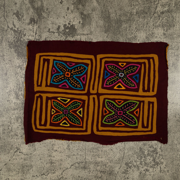 Traditional Burgundy And Brown Floral Flower Mola