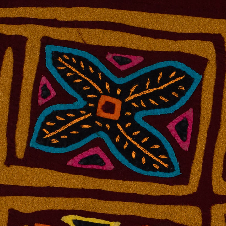Traditional Burgundy And Brown Floral Flower Mola