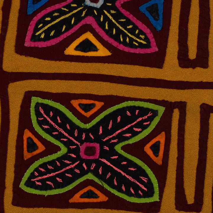 Traditional Burgundy And Brown Floral Flower Mola