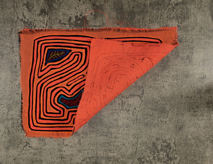 Vintage Orange And Black Autumn Leaf Mola
