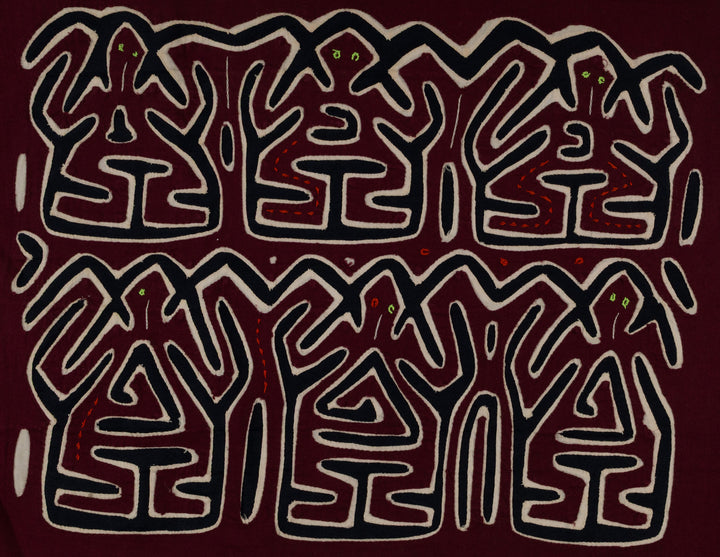 Burgundy White And Black Conga Dance Mola
