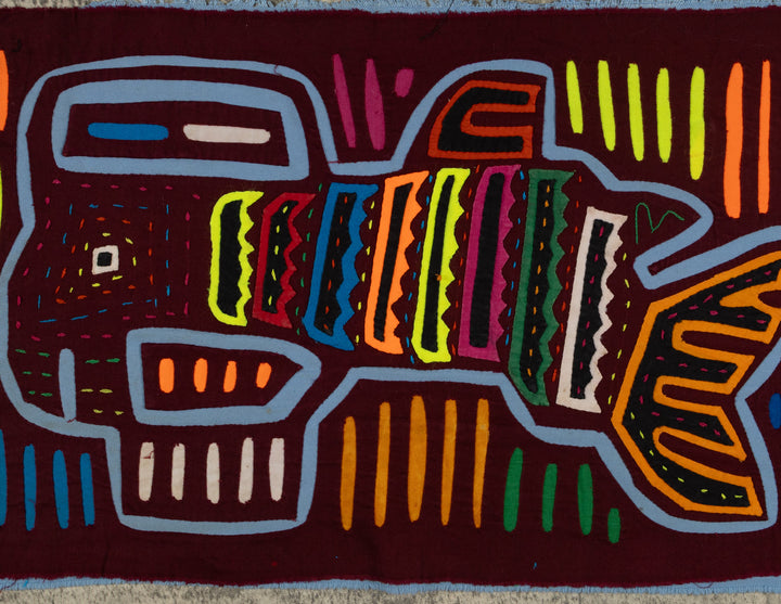Traditional Burgundy And Blue Monster From The Deep Mola