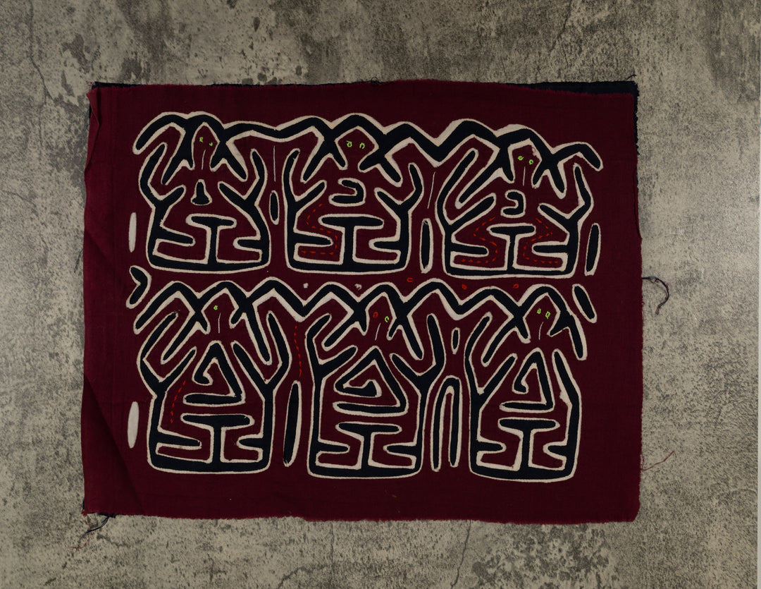 Burgundy White And Black Conga Dance Mola