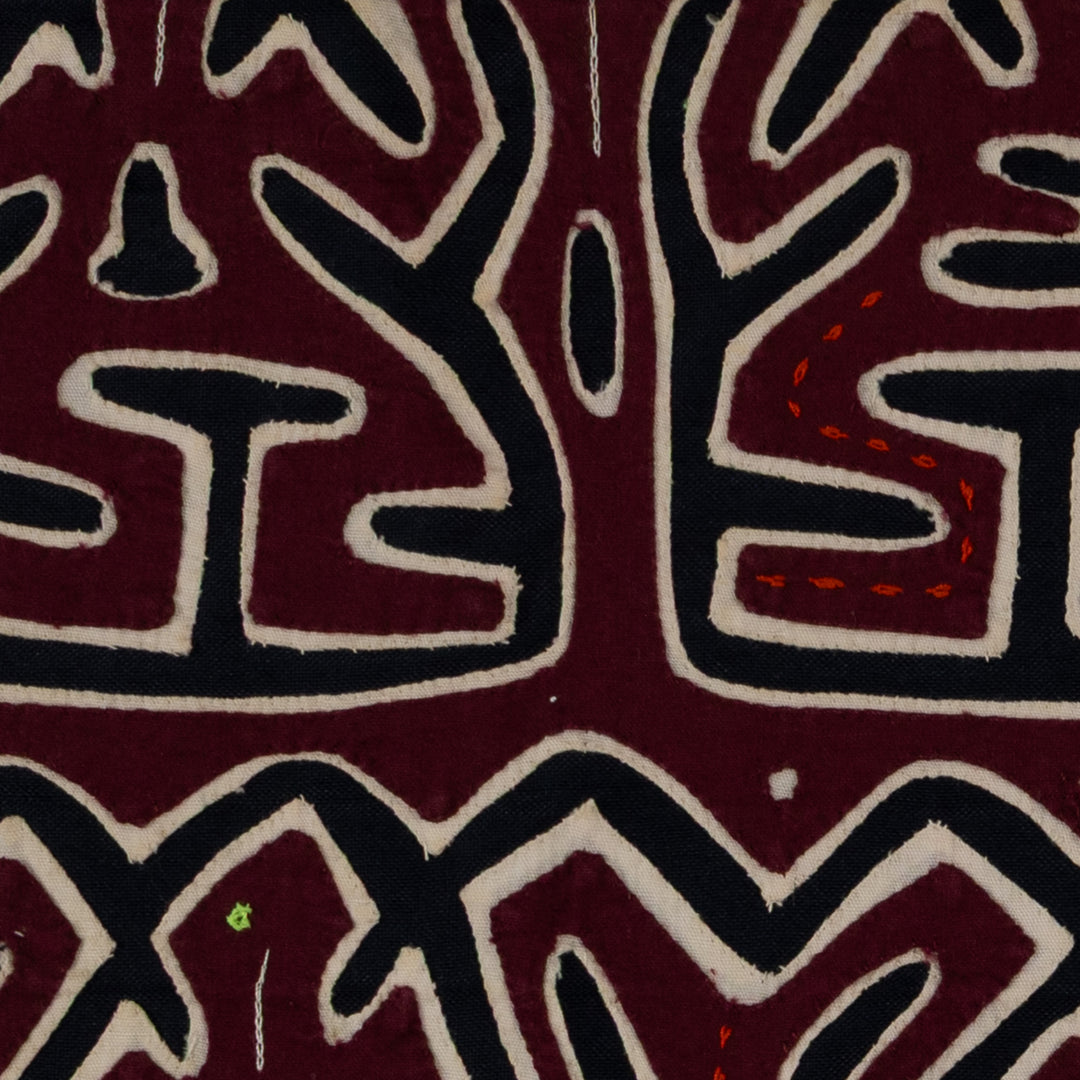 Burgundy White And Black Conga Dance Mola