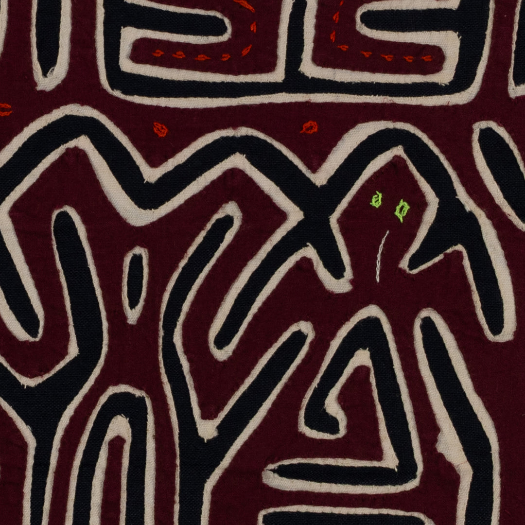 Burgundy White And Black Conga Dance Mola
