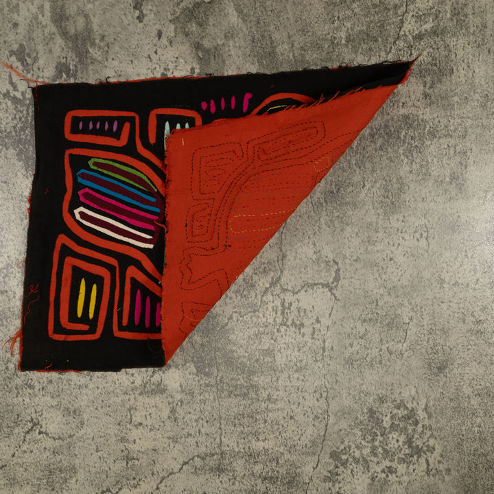 Traditional Red And Black Goose Bird Mola