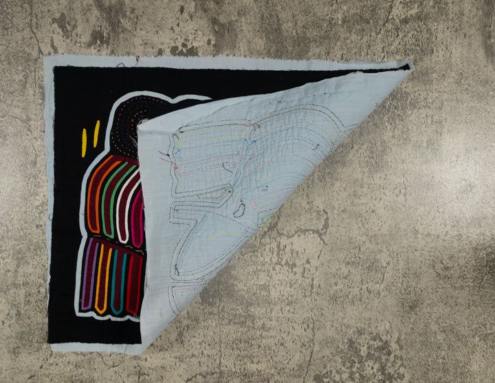 Traditional Black And Rainbow Color Bird Talk Mola