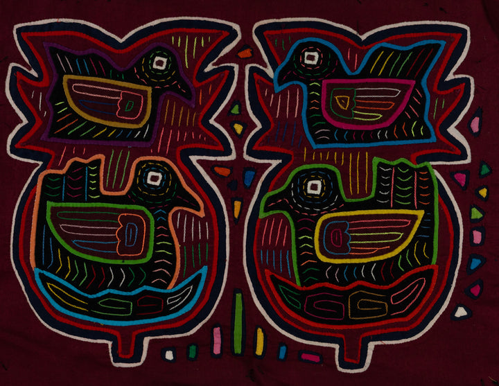 Burgundy And White Covey Of Birds Mola