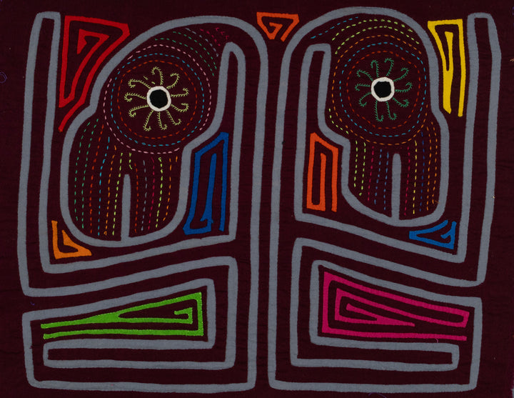 Traditional Burgundy And Gray Bright Eye Geese Mola